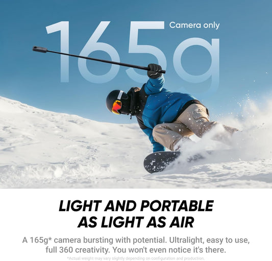 Insta360 X4 Air Starter Bundle - Lightweight 165g 8K 360 Camera, Invisible Selfie Stick, Replaceable Lenses, Shoot First & Frame Later, Built-in Wind Guard, FlowState Stabilization, AI-Powered App