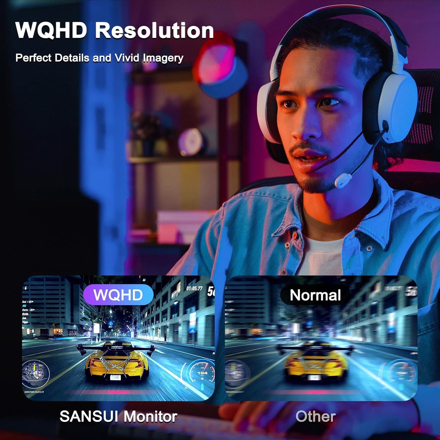 SANSUI 27 Inch WQHD 2560 x 1440P Gaming Monitor 180Hz/144Hz 1ms Fast IPS 2K Computer Monitor, HDMI 2.0 x2 | DP 1.2 x2 | VESA Mount, 120% sRGB HDR Eye Care Metal Stand(ES-G27F2Q DP Cable Included)