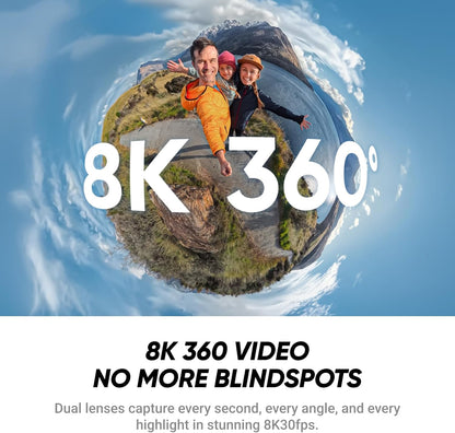 Insta360 X4 Air Starter Bundle - Lightweight 165g 8K 360 Camera, Invisible Selfie Stick, Replaceable Lenses, Shoot First & Frame Later, Built-in Wind Guard, FlowState Stabilization, AI-Powered App