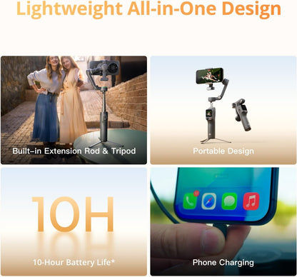 Osmo Mobile 8P Gimbal Stabilizer for iPhone & Android, Tracking Module, Remote Controller, Native Tracking, Built-in Extension Rod & Tripod, 10h Battery, 3-Axis Stabilization, Phone Gimbal