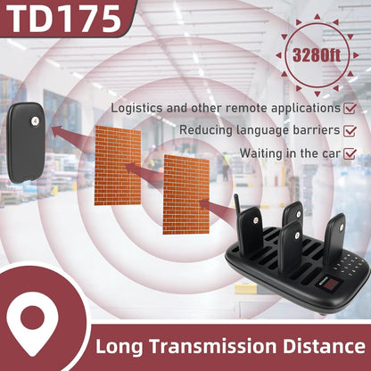 Retekess TD175 Restaurant Pager System, Restaurant Buzzer Pagers with Vibration, Mute Keyboard,3280ft Long Range,16 Beepers for Church, Nursery, Food Truck