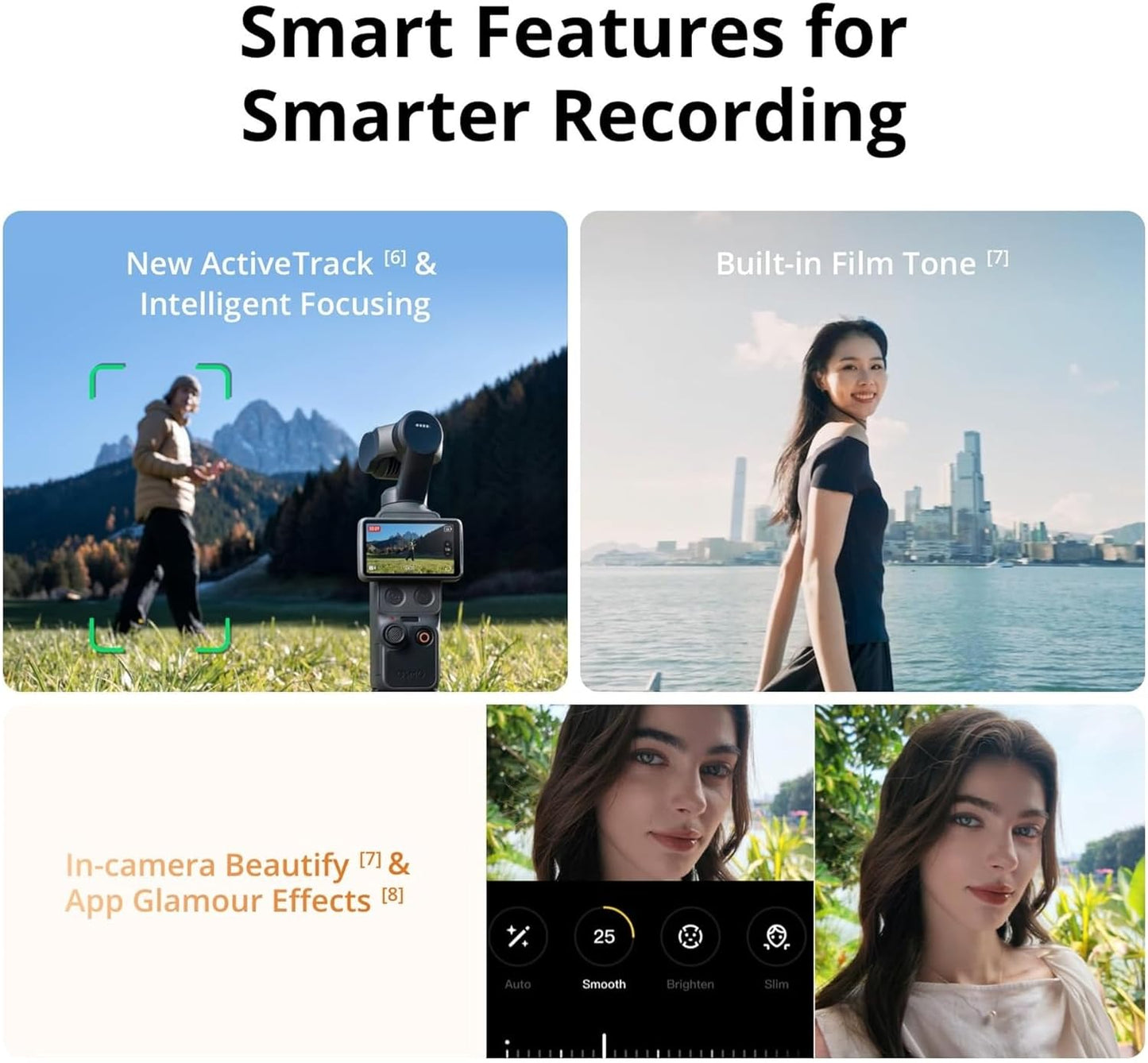 DJI Osmo Pocket 4 Essential Combo, Pocket Gimbal Vlog Camera, 1″ CMOS & 4K/240fps, 3‑Axis Stabilization, 2× Lossless Zoom, 14‑Stop Dynamic Range, 107GB Built‑in Storage, Handle with 1/4″ Thread