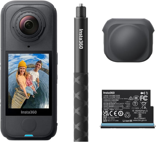 Insta360 X4 Air Starter Bundle - Lightweight 165g 8K 360 Camera, Invisible Selfie Stick, Replaceable Lenses, Shoot First & Frame Later, Built-in Wind Guard, FlowState Stabilization, AI-Powered App