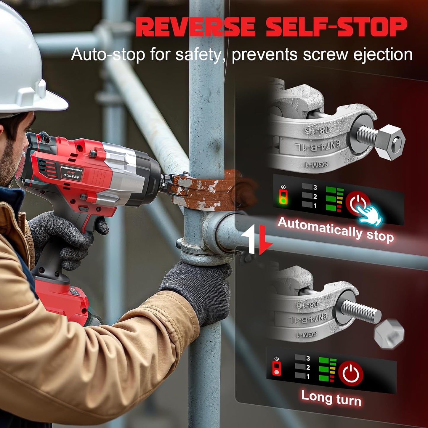 1700 Ft-lbs (2300 Nm) Impact Wrench 1/2 inch Compatible with Milwaukee18V, High Torque Cordless Impact Driver, Brushless Electric Impact Gun with 4 Modes & LED Light for Car, Truck