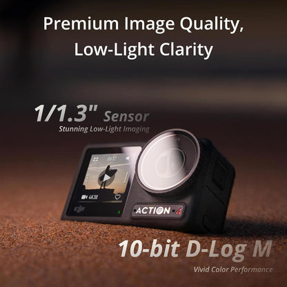 DJI Osmo Action 4 Essential Combo, 4K/120fps Waterproof Action Camera with a 1/1.3-Inch Sensor, Stunning Low-Light Imaging,10-bit & D-Log M Color Performance, Long-Lasting 160 Mins, Outdoor Camera