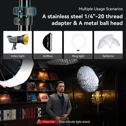 SMALLRIG 78.7"/ 200cm Light Stand Photography Tripod, Max Load 4kg, Compact Lightstand for Reflector, Ring Light, Small Softbox and COB Light, Umbrellas, Folded Size 22"/ 56cm RA-S200-4379
