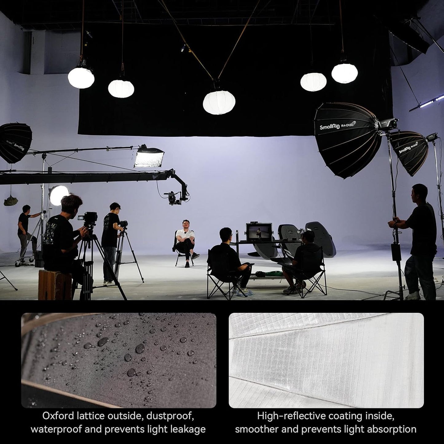SmallRig Parabolic Softbox, Softbox Quick Release 47.2inch/120cm, Compatible with SmallRig RC 120D/RC 120B/RC 220D/RC 220B/RC 350D/ RC 350B/RC 450D/RC 450B and Other Bowens Mount Light - 4140