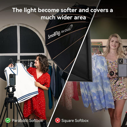 SmallRig Parabolic Softbox, Softbox Quick Release 47.2inch/120cm, Compatible with SmallRig RC 120D/RC 120B/RC 220D/RC 220B/RC 350D/ RC 350B/RC 450D/RC 450B and Other Bowens Mount Light - 4140